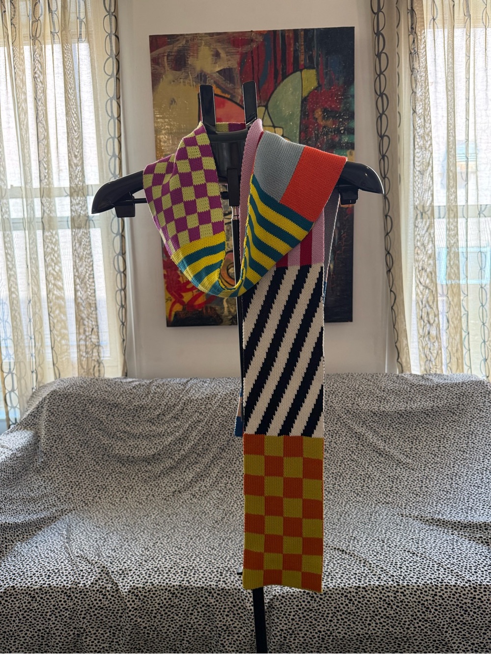 MoMA x Verloop Funky Checker & Stripe Knit Scarf